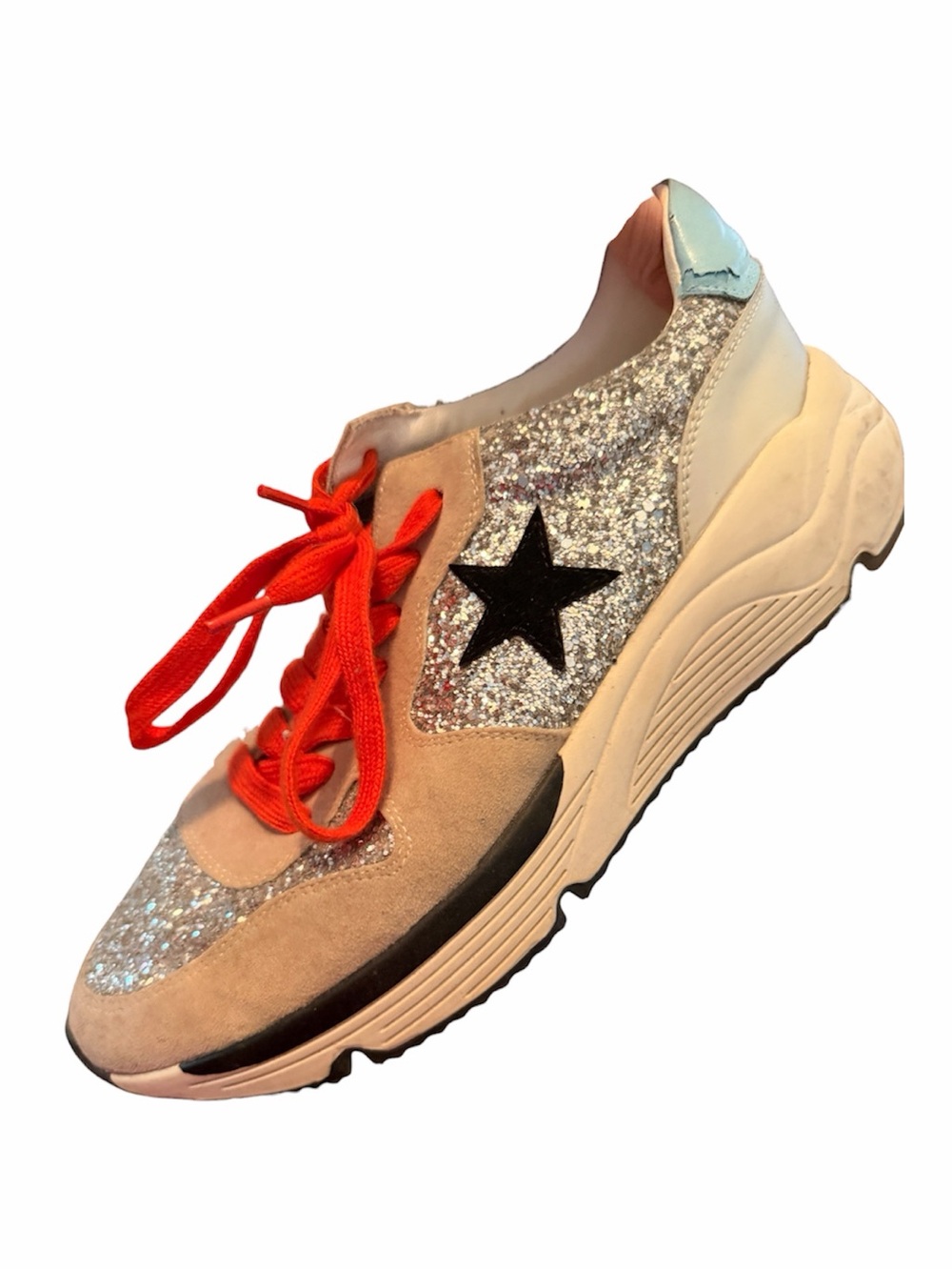 WHITE RAVEN 9 Rockstar Glitter Star Sneakers